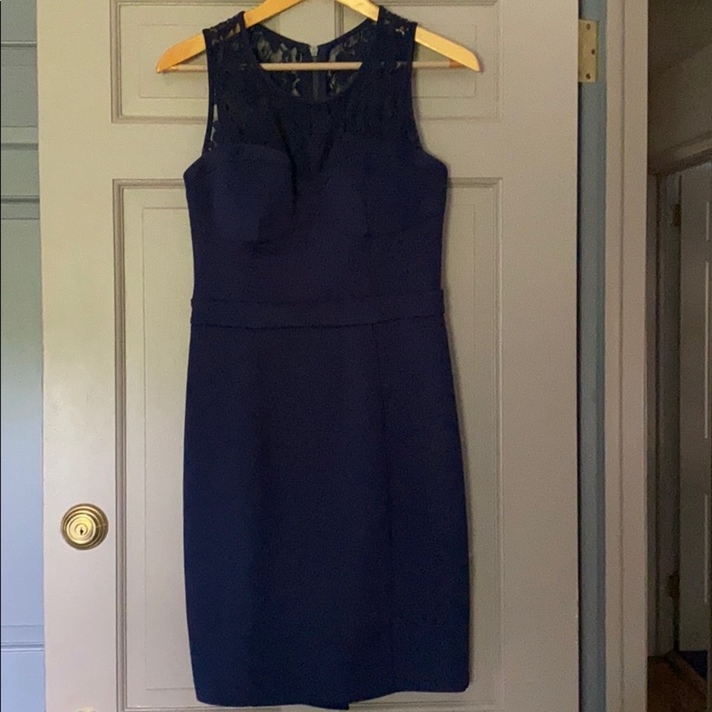 Lace top blue dress